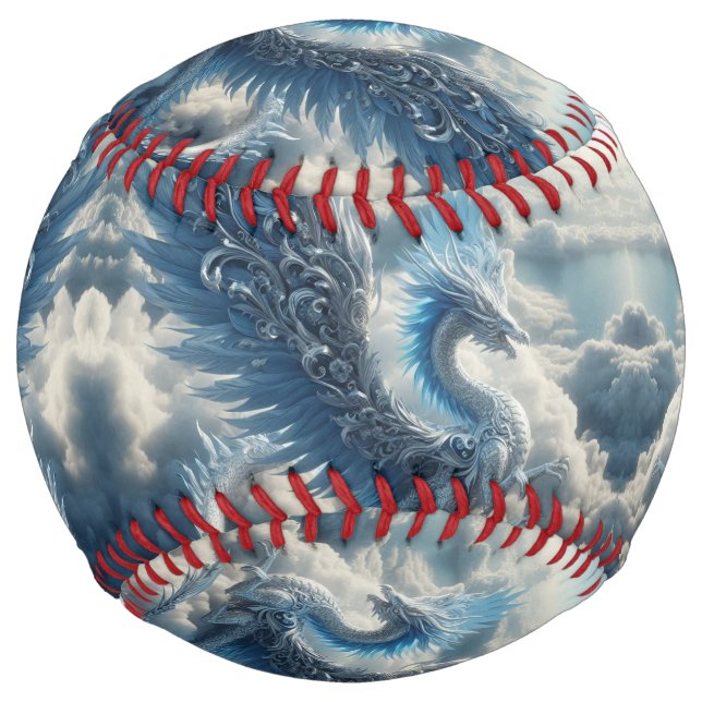 A Stunning Dragon Surrounded by Clouds  Softball (Back)
