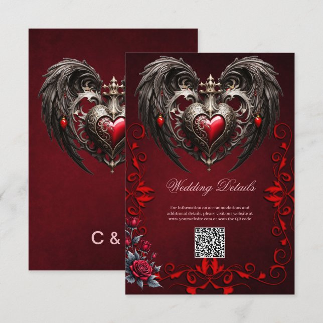 A stunning gothic heart  enclosure card (Front/Back)