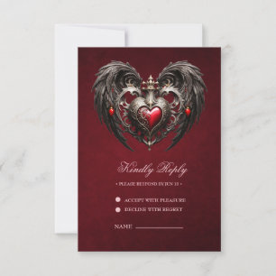 A stunning gothic heart RSVP card