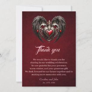 A stunning gothic heart thank you card