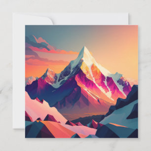 A stunning sunset over colourful snowy mountains.