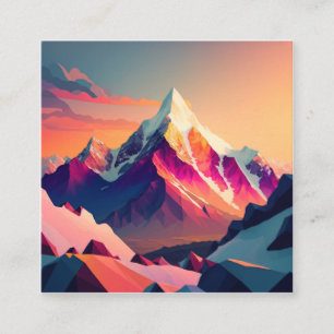 A stunning sunset over colourful snowy mountains.  square business card