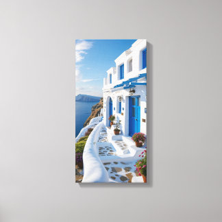 A stunning white-washed Greek house Canvas Print