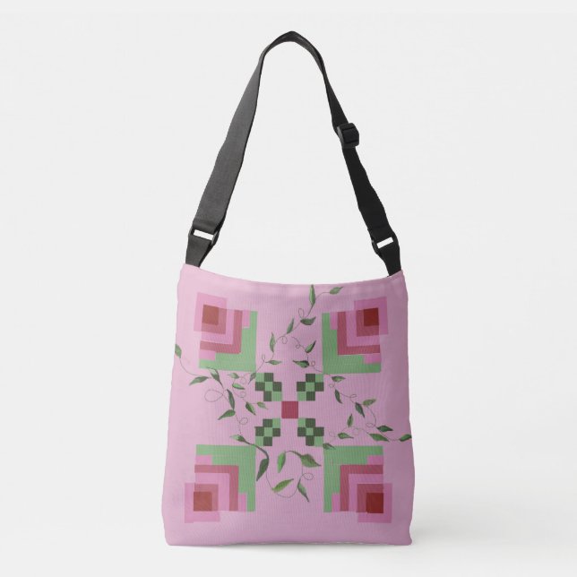 A sturdy brushed polyester floral tote bag (Front)