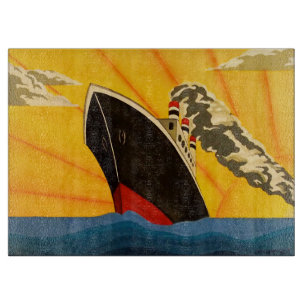 A stylish art deco ship glass chopping board
