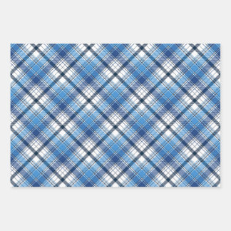 A stylish blue plaid design wrapping paper sheet