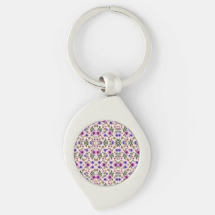 A stylish keychain featuring a round, colourful