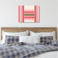 A stylish rug in red and pink, adorned with a bold