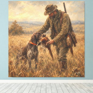 A Successful Pheasant Hunt with a GSP Canvas Print