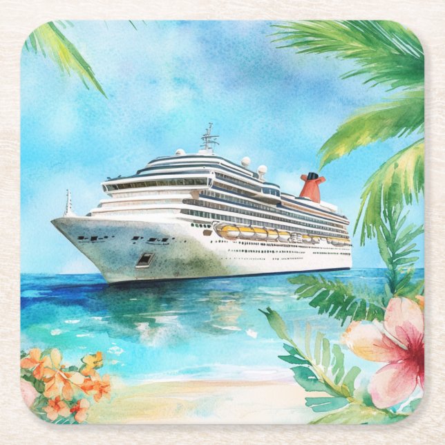 A Summer Cruise Square Paper Coaster (Front)