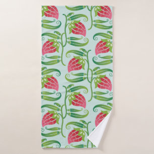 a summery seamless pattern featuring strawberries bath towel