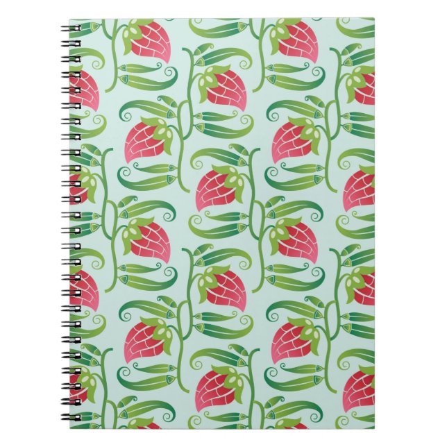 a summery seamless pattern featuring strawberries  notebook (Front)