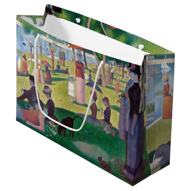 A Sunday Afternoon at La Grande Jatte, Seurat Larg Large Gift Bag (Front Angled)