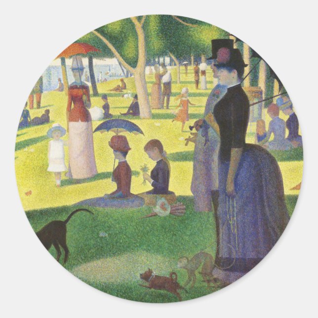 A Sunday on La Grande Jatte by Georges Seurat Classic Round Sticker (Front)