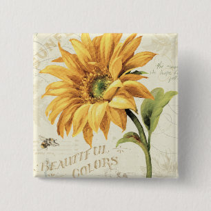 A Sunflower in Full Bloom 15 Cm Square Badge