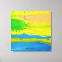 "A SUNNY DAY" Yellow Blue Nautical Abstract Art