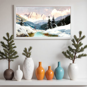 A Sunny Winter Day with a View of the Dolomites Poster