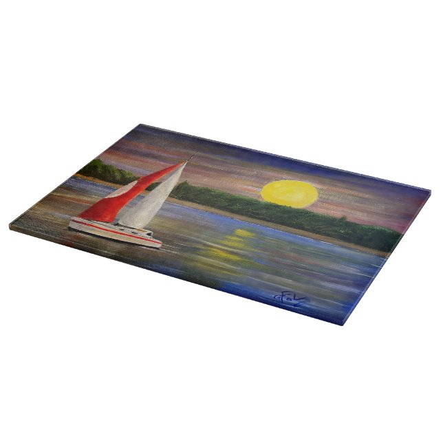 A Sunset Sail, by Gary Poling Cutting Board (Corner)