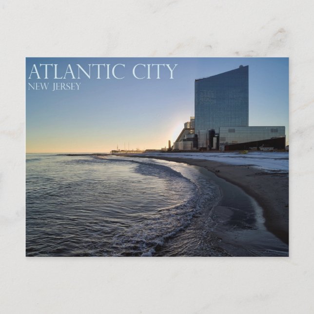 A Sunset View of Atlantic City Postcard (Front)
