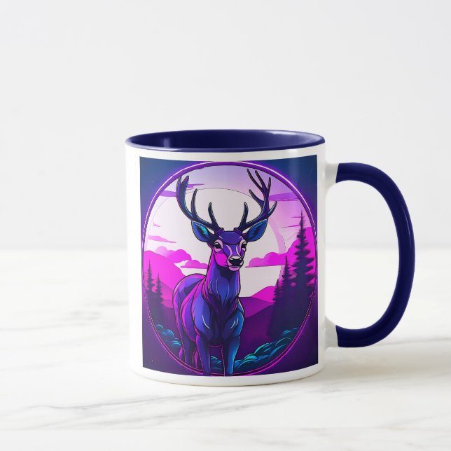 A superb imposing deer alone in the forest. mug (Right)