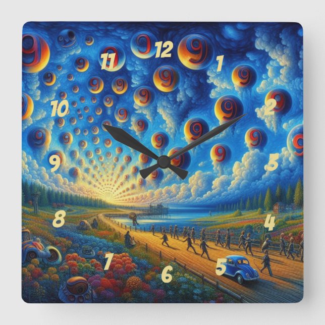 A Surreal Journey Through Sound and Vision Square Wall Clock (Front)