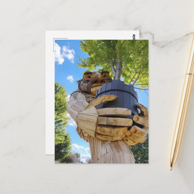 A Surreal Troll Holds Up a Tree  Postcard (Front/Back In Situ)