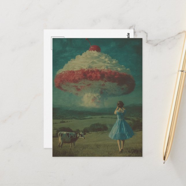 A Surreal Whipped Dessert Explosion in the Pasture Postcard (Front/Back In Situ)