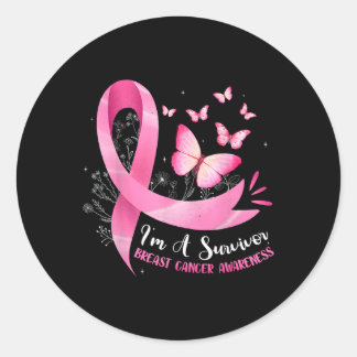 A Survivor Breast Cancer Awareness Pink Ribbon Wom Classic Round Sticker