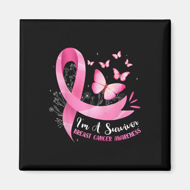 A Survivor Breast Cancer Awareness Pink Ribbon Wom Magnet (Front)