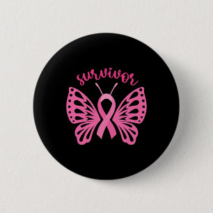 A Survivor Dragonfly Breast Cancer Awareness 1  6 Cm Round Badge