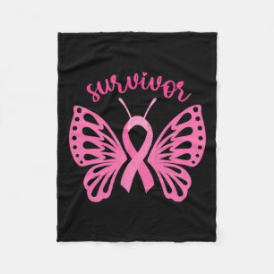 A Survivor Dragonfly Breast Cancer Awareness 1 Fleece Blanket