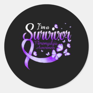 A Survivor Fibromyalgia Awareness Butterfly 1 Classic Round Sticker
