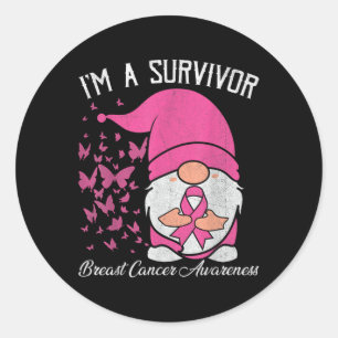 A Survivor Pink Ribbon Breast Cancer Awareness Gno Classic Round Sticker