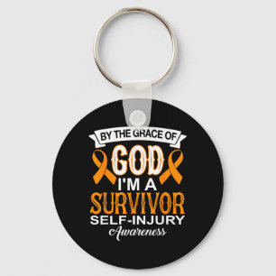 A Survivor Self-Injury Awareness Orange Ribbon Key Ring
