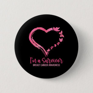 A Survivor Shirt Pink Butterfly Heart Breast Cance 6 Cm Round Badge