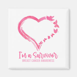 A Survivor Shirt Pink Butterfly Heart Breast Cance Magnet