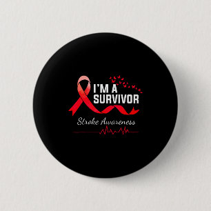 A Survivor Stroke Awareness Red Butterfly 6 Cm Round Badge