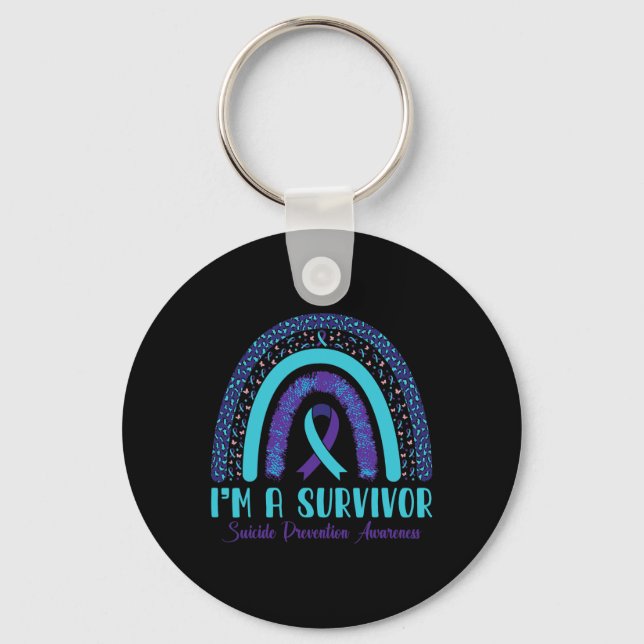 A Survivor Suicide Prevention Awareness Leopard Ra Key Ring (Front)