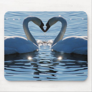 A Swan Heart Kiss, Reflections of Love Mouse Mat