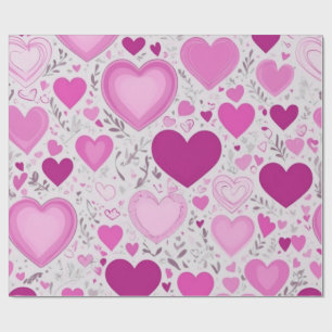 A sweet and charming pink hearts pattern wrapping paper