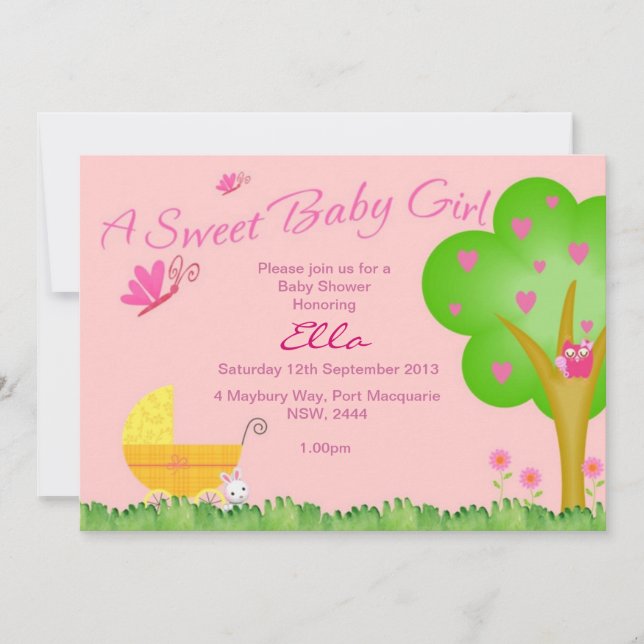 A Sweet Baby Girl Baby Shower Invitation (Front)