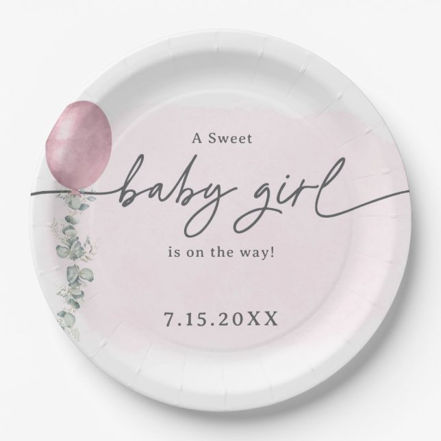 A Sweet Baby Girl Baby Shower  Paper Plate (Front)