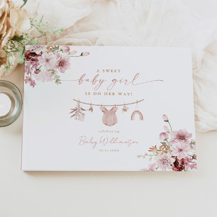 A Sweet Baby Girl Clothesline Baby Shower Guest Book