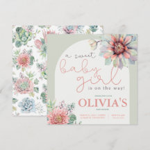A Sweet Baby Girl Desert Cactus Shower Invitation