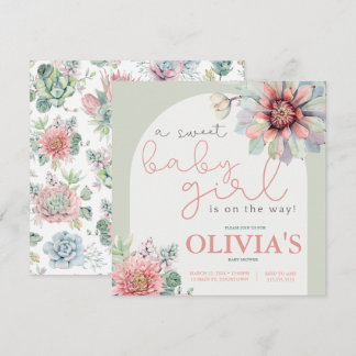 A Sweet Baby Girl Desert Cactus Shower Invitation