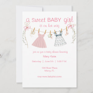 A Sweet baby girl in own the way, baby shower invi Invitation