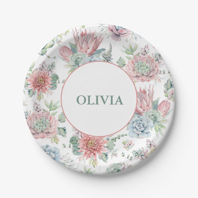 A Sweet Baby Girl Purple & Pink Baby Shower Plates (Front)