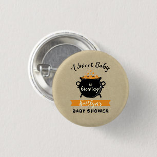 A Sweet Baby Is Brewing Halloween Baby Shower 3 Cm Round Badge