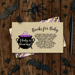 A Sweet Baby Is Brewing Halloween Baby Shower Book Enclosure Card
