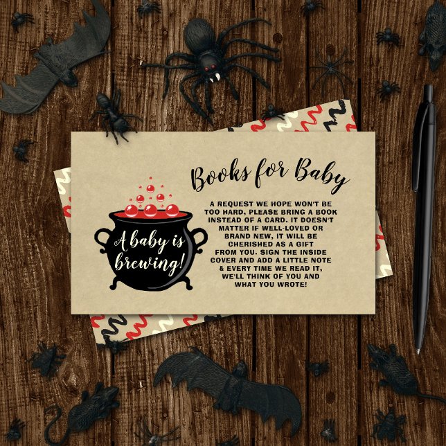 A Sweet Baby Is Brewing Halloween Baby Shower Book Enclosure Card (Creator Uploaded)